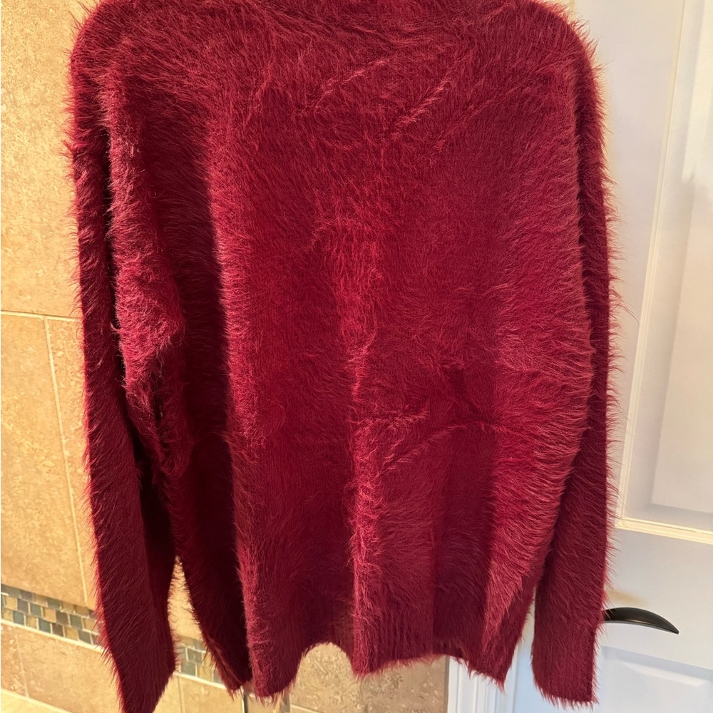Splendid Deep Red Fuzzy Cardigan - Picture 3 of 3